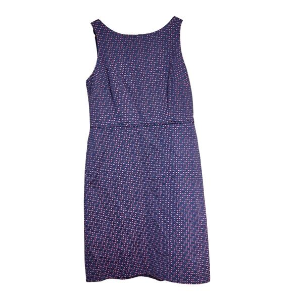 Women's LOFT Navy & Pink Sleeveless High Neck Tweed Dress - Size 4P - Picture 1 of 8